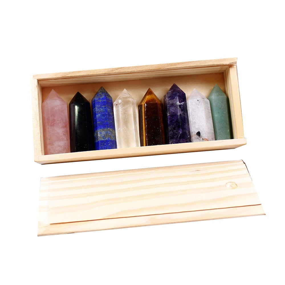 Wooden box Decorative Natural Hand Carved crystal