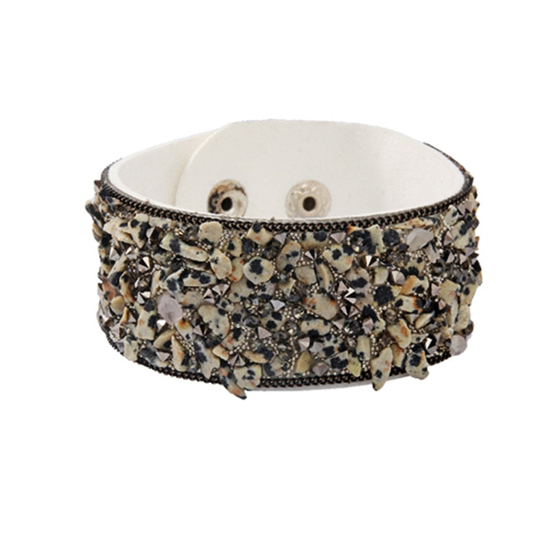 Stone Bracelets For Women Wrap Cuff Slake Leather
