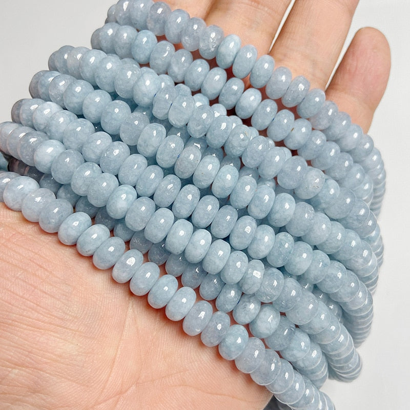 Stone Rondelle Beads Jaspers Jade Spacer Round Flat Bead