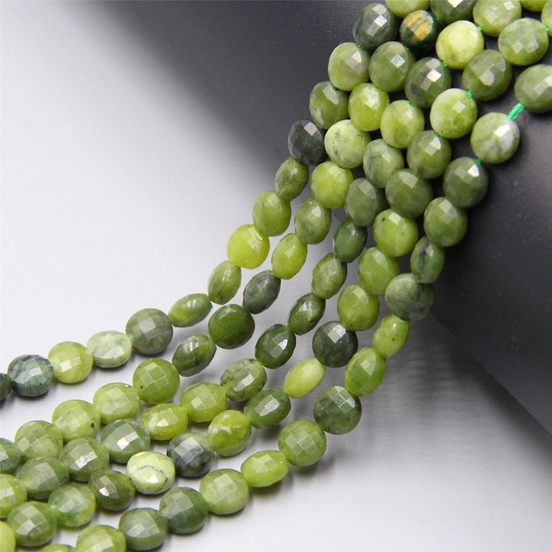 Faceted Round Green Russian Jades Stone Beads