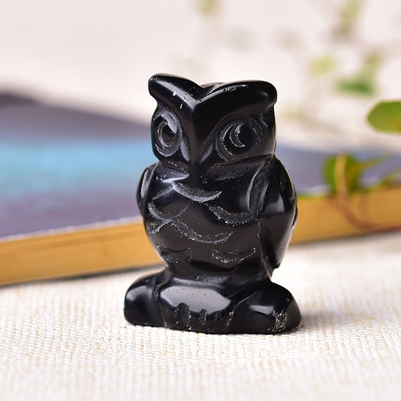 Carved Owl Animal Ornaments Aventurine