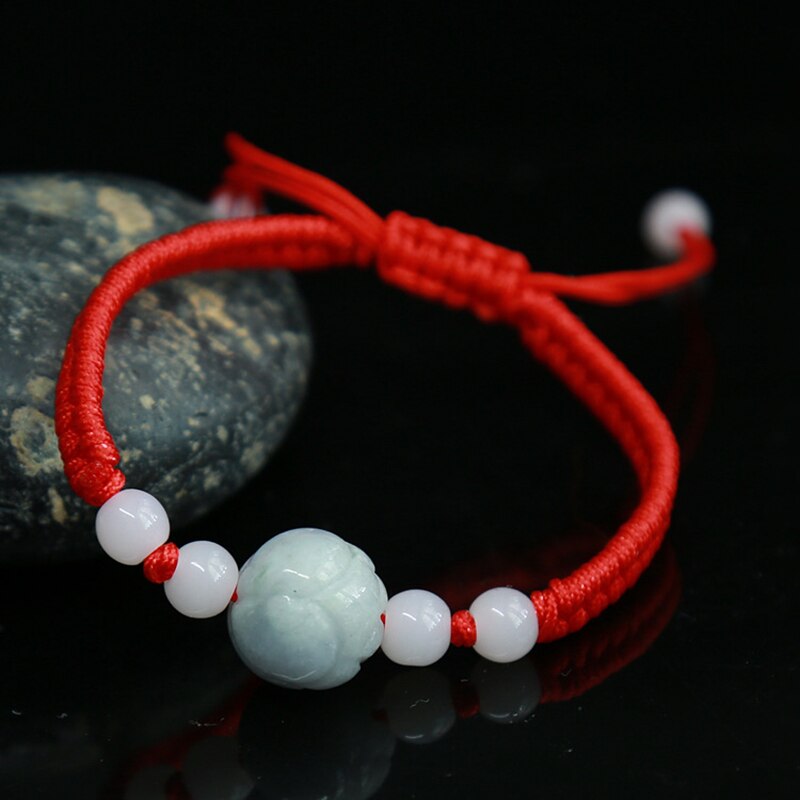 Geometric Natural Jade Red Rope Braid Bracelets