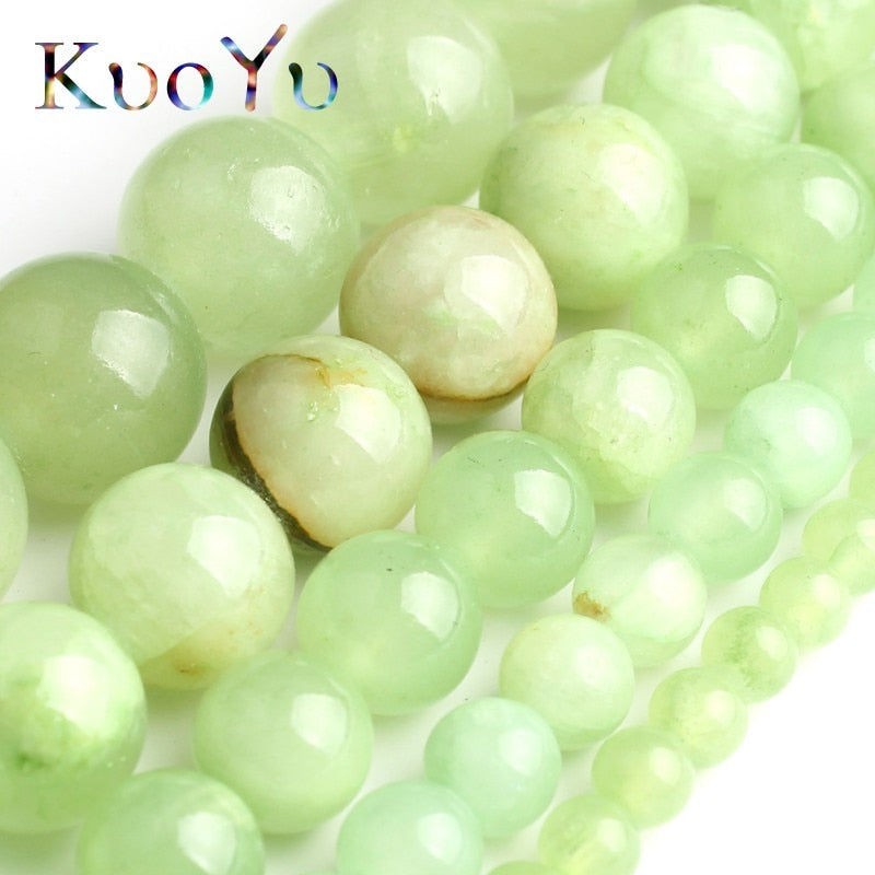 Flower Green Jades Beads Round Loose Beads