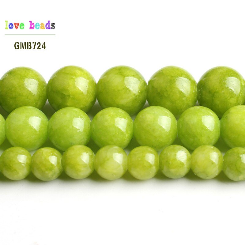 Lemon Green Stone Beads Jades Round Beads for Jewelry