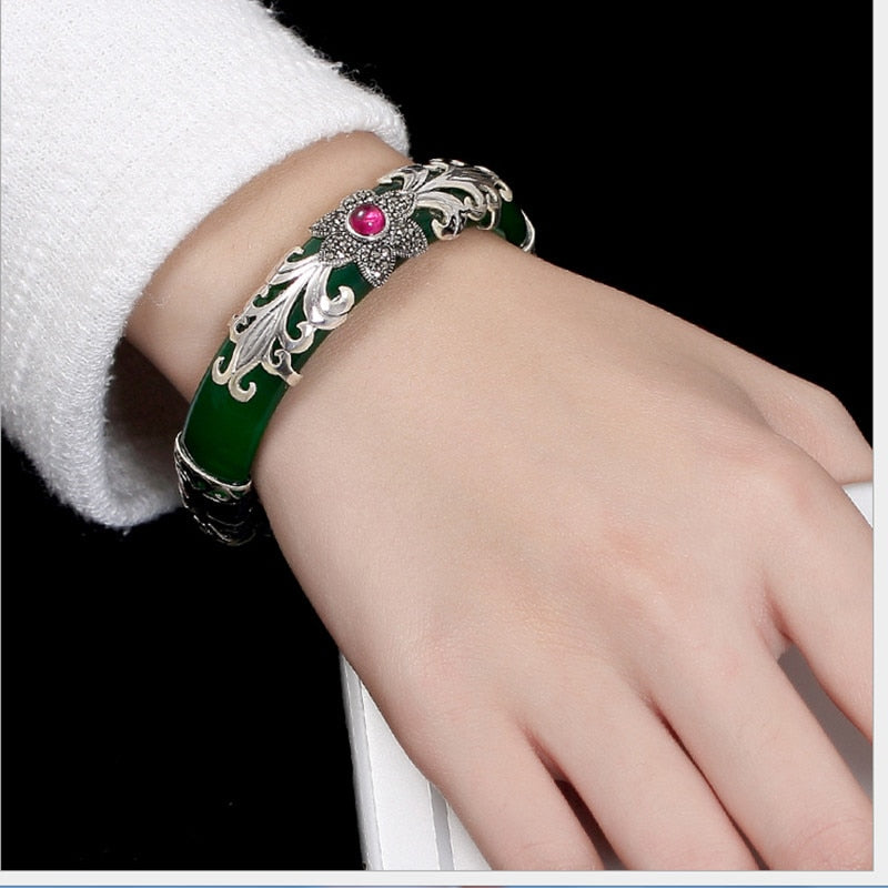 Flower Agate Bangles for Women Ruby Bangles