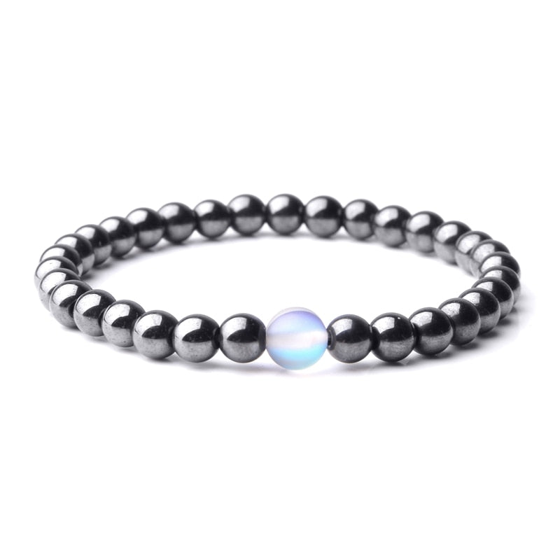 Hematite Bracelets Matte Rainbow Flash Moonstone