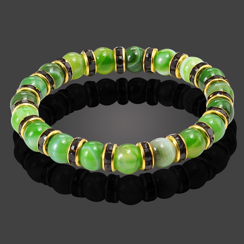 Round Beads Bracelets Bangles Women Crystal