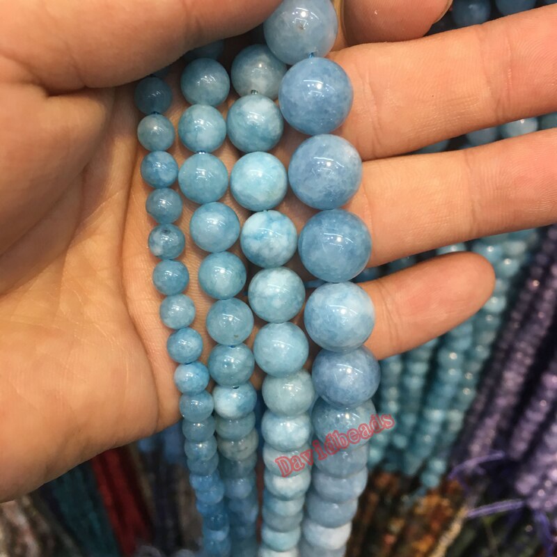 Natural Stone Blue Aquamarines Jades Angelite