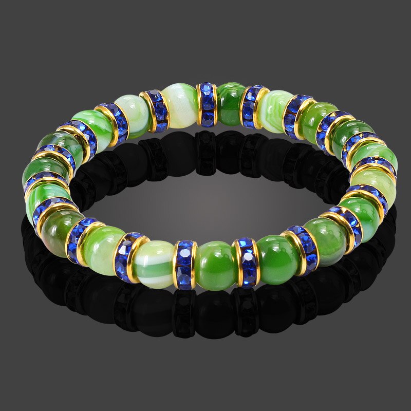 Round Beads Bracelets Bangles Women Crystal