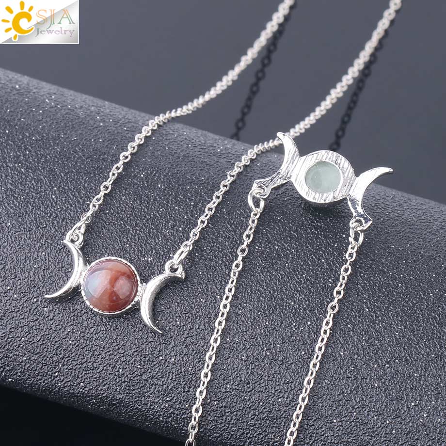 Vintage Crescent Clavicle Necklace Moon Sun