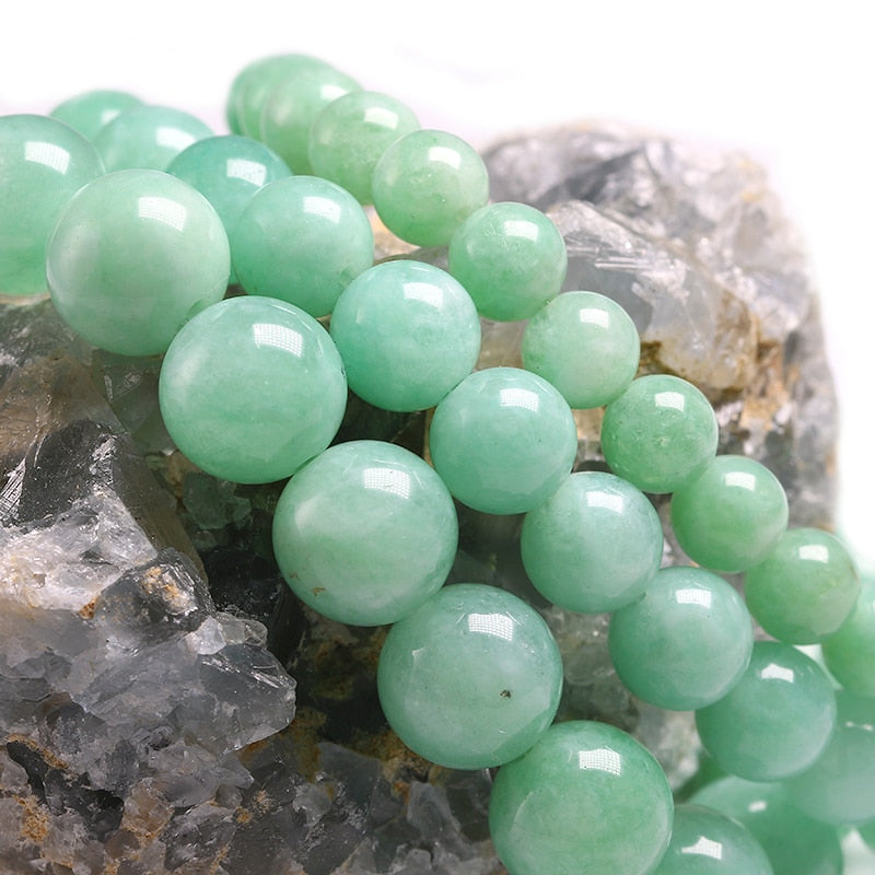 Burmese Green Jade Round Beads Bracelet