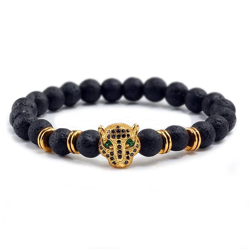 12 Style Bracelet Men Black Lava Healing Balance Beads