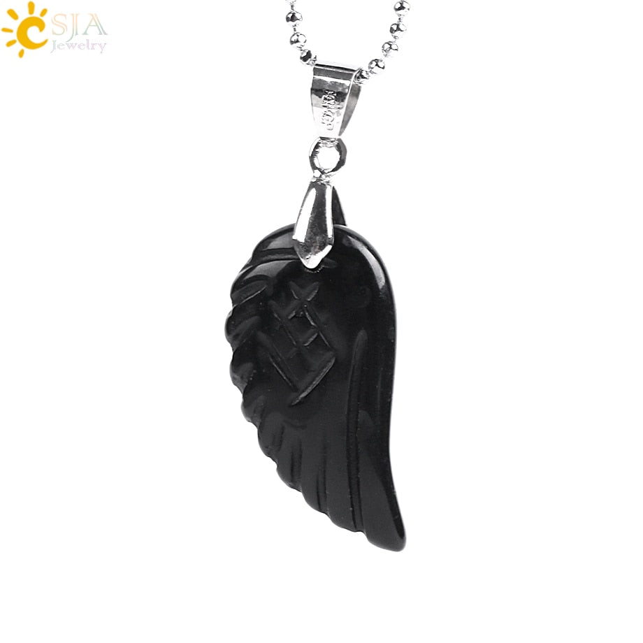 Natural Gem Stone Angel Wing Necklaces & Pendants