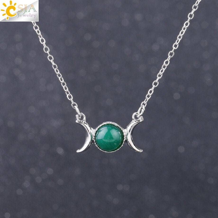 Vintage Crescent Clavicle Necklace Moon Sun