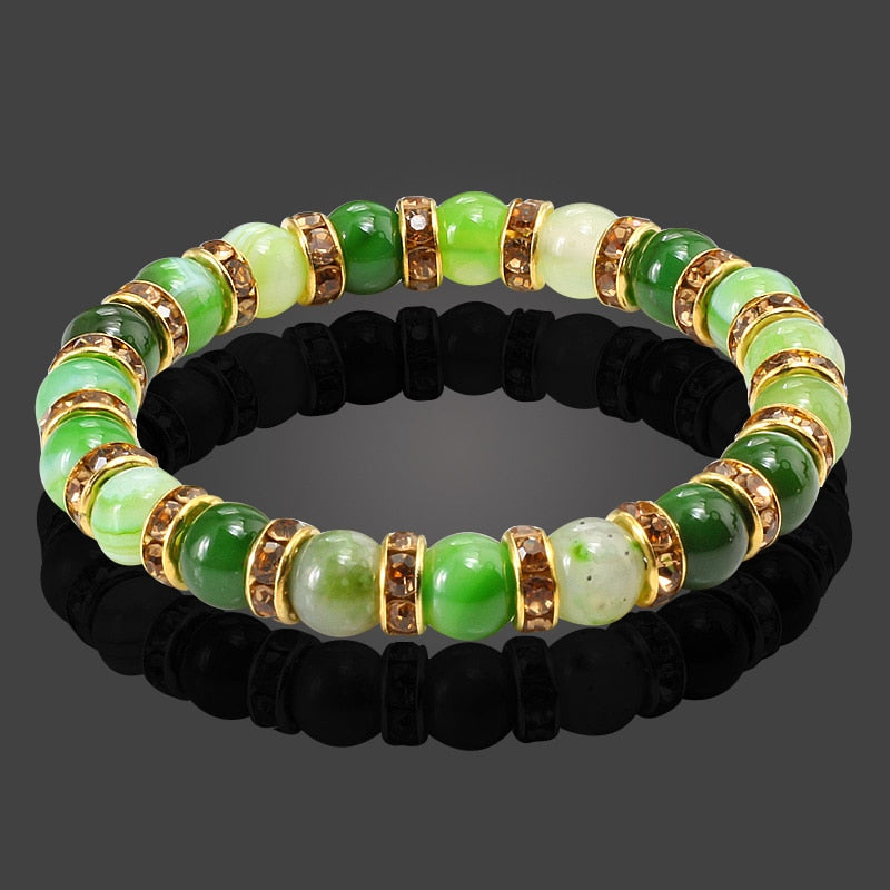 Round Beads Bracelets Bangles Women Crystal