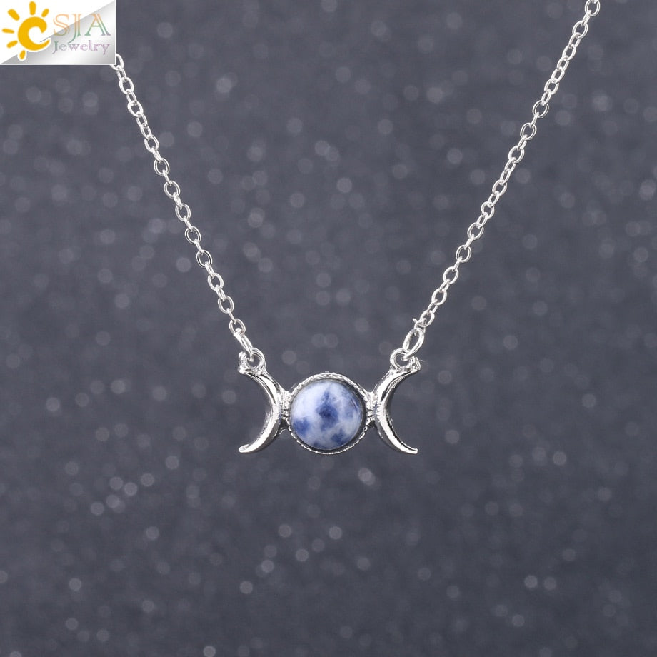 Vintage Crescent Clavicle Necklace Moon Sun