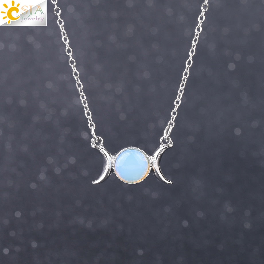 Vintage Crescent Clavicle Necklace Moon Sun