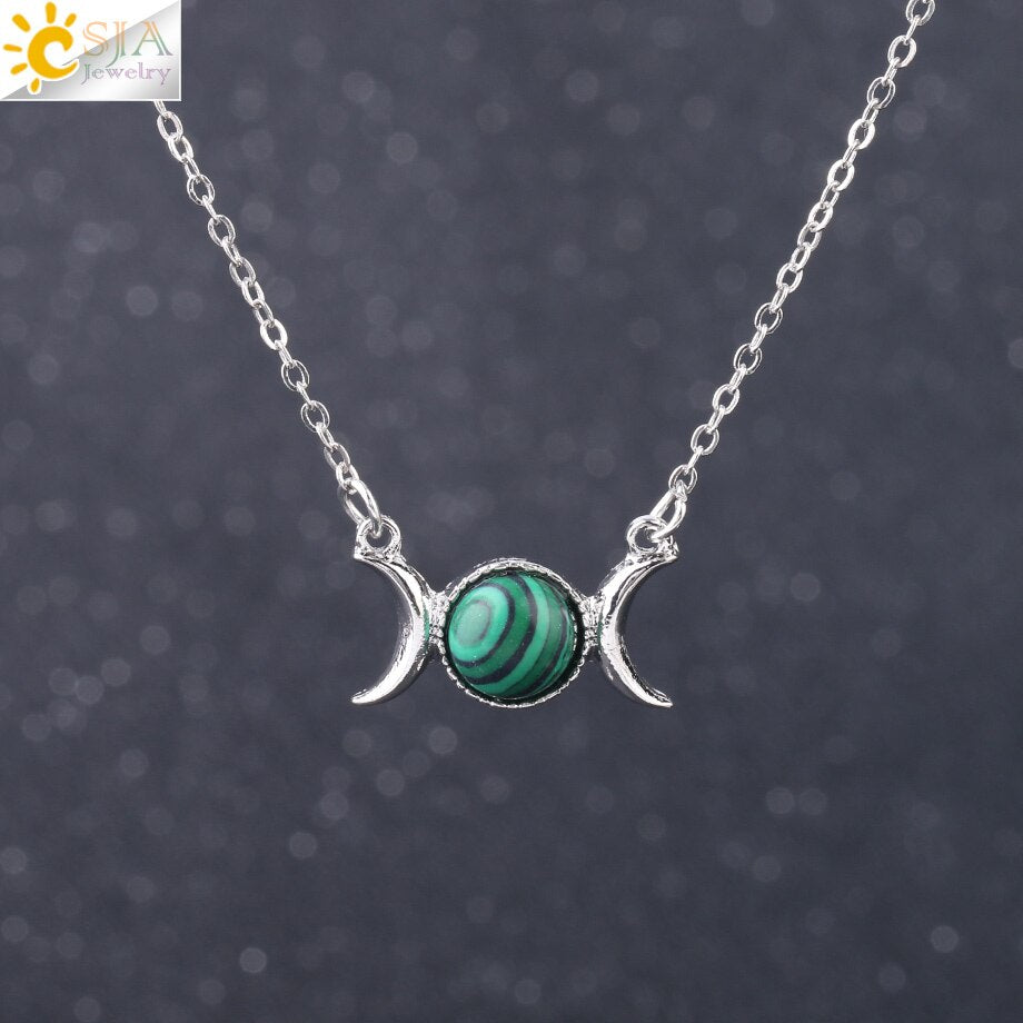 Vintage Crescent Clavicle Necklace Moon Sun