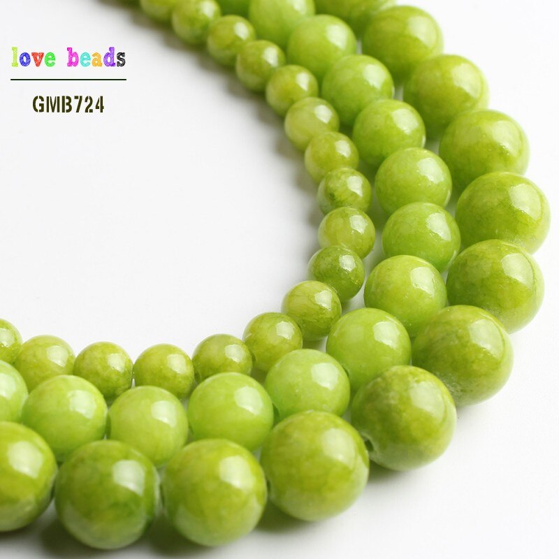Lemon Green Stone Beads Jades Round Beads for Jewelry