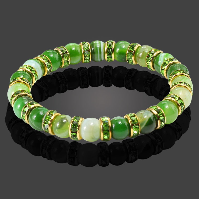 Round Beads Bracelets Bangles Women Crystal