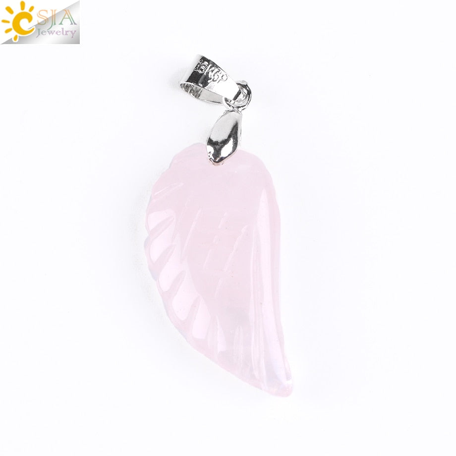 Natural Gem Stone Angel Wing Necklaces & Pendants