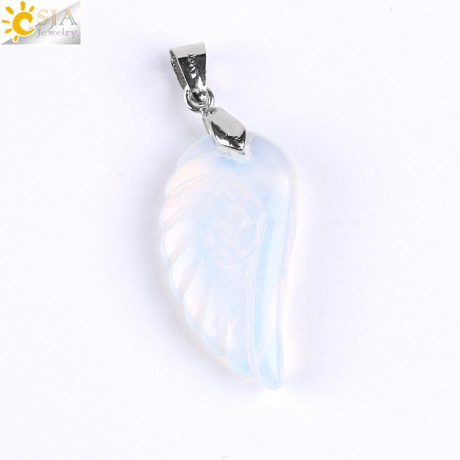 Natural Gem Stone Angel Wing Necklaces & Pendants