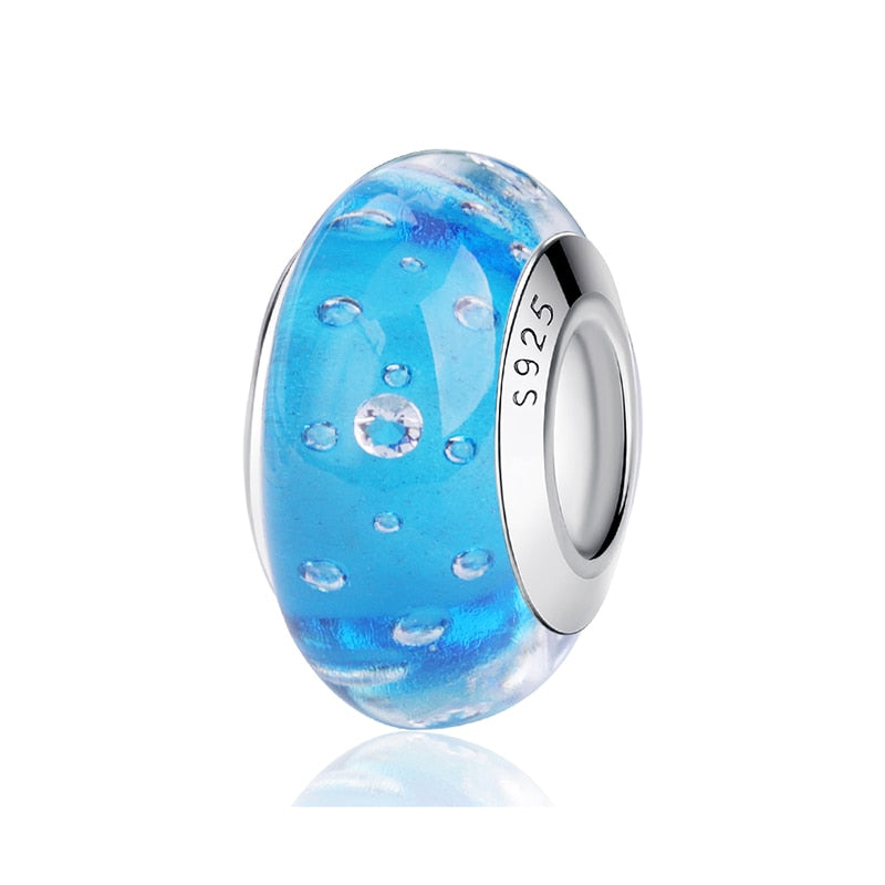 Sterling Silver Glass Bead Wood Stone Murano Flower
