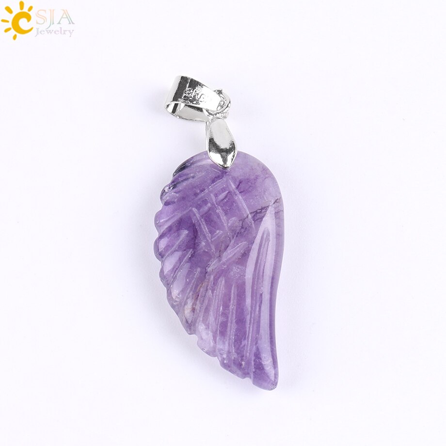 Natural Gem Stone Angel Wing Necklaces & Pendants