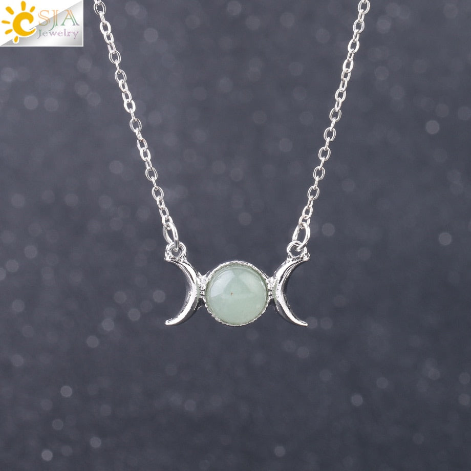 Vintage Crescent Clavicle Necklace Moon Sun