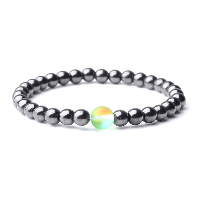 Hematite Bracelets Matte Rainbow Flash Moonstone