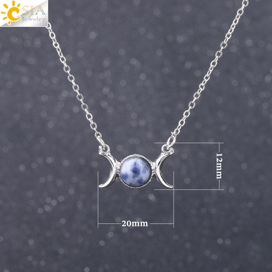 Vintage Crescent Clavicle Necklace Moon Sun