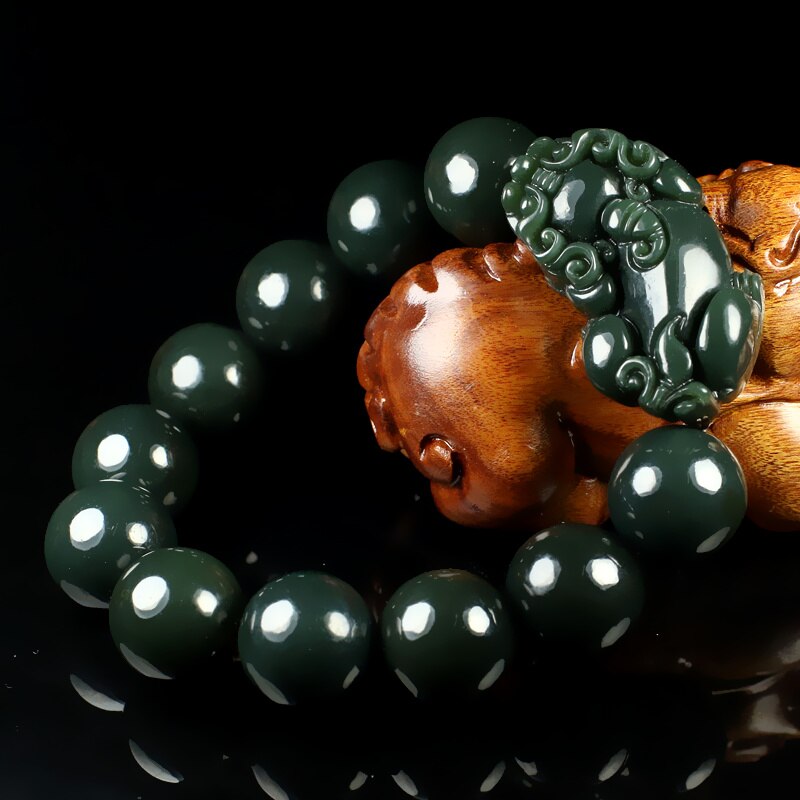 Natural Green Hetian Jade Bracelet Men and Women