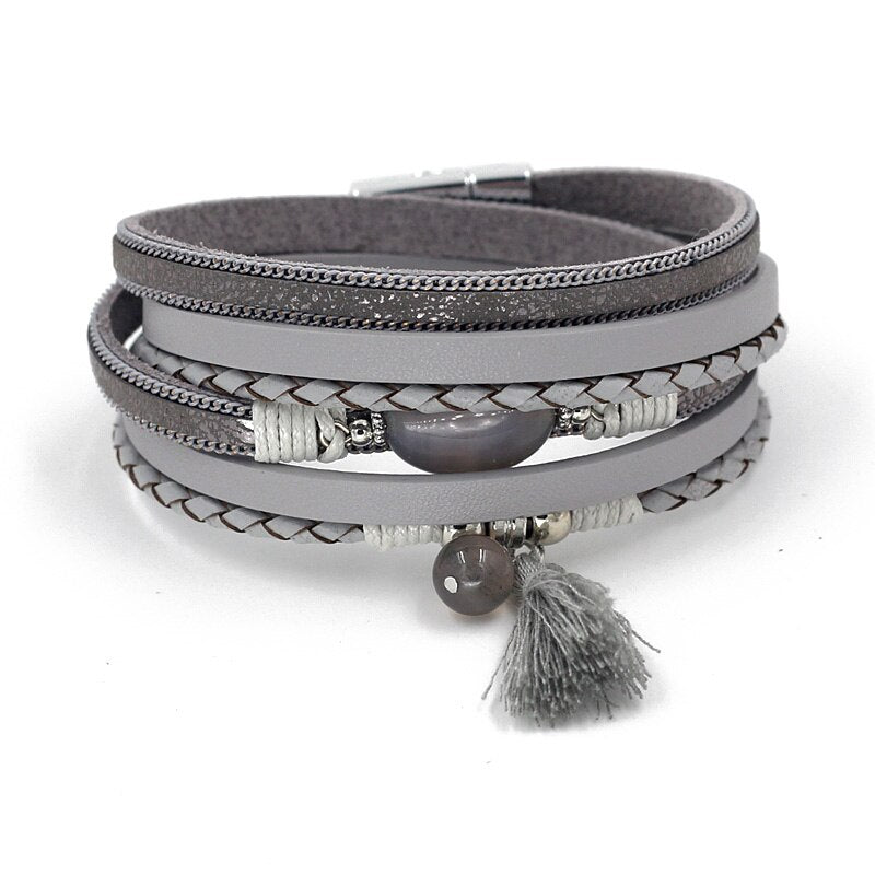 Women's Bracelet Jewelry Multi-Layer Leather Winding