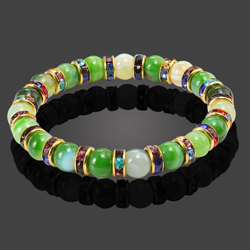 Round Beads Bracelets Bangles Women Crystal