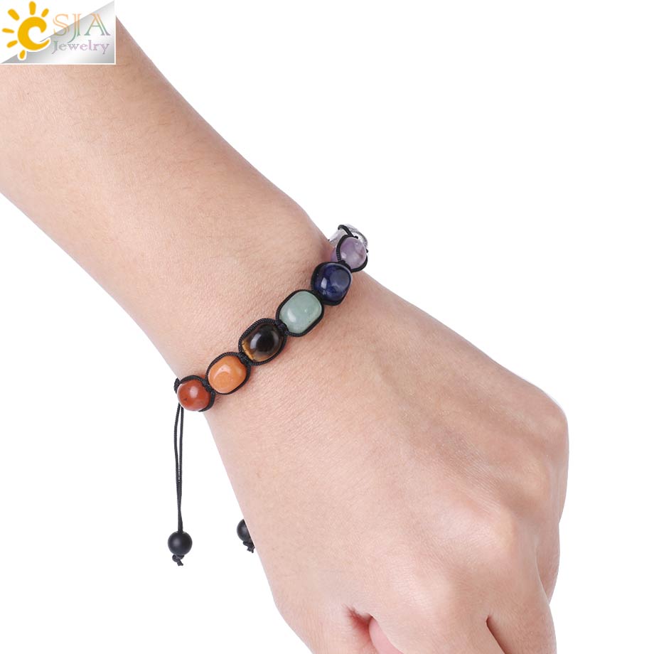 Bracelets Reiki Natural Stone Braided Women Bracelet