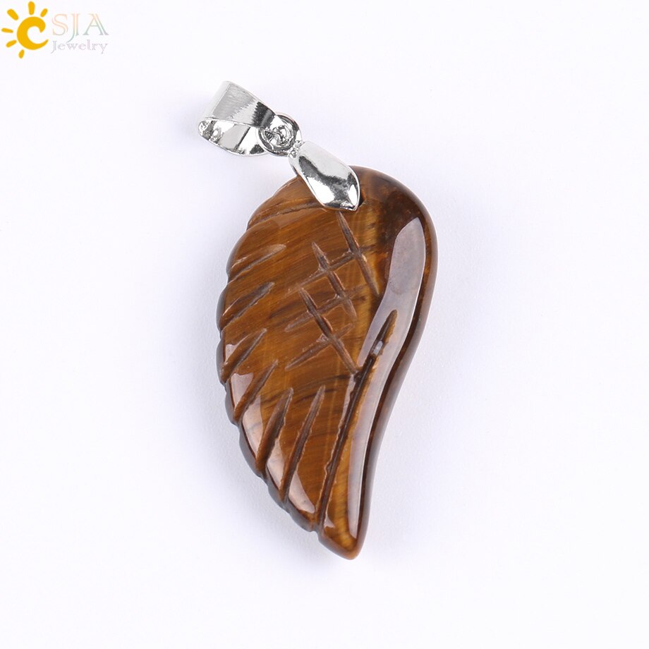 Natural Gem Stone Angel Wing Necklaces & Pendants
