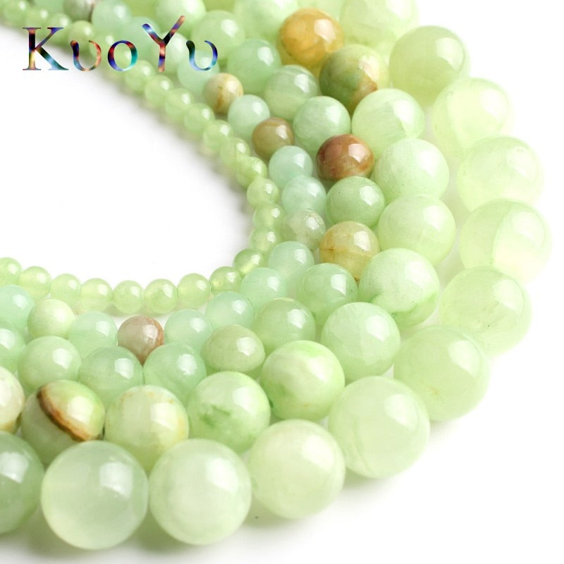 Flower Green Jades Beads Round Loose Beads