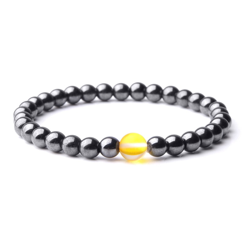 Hematite Bracelets Matte Rainbow Flash Moonstone