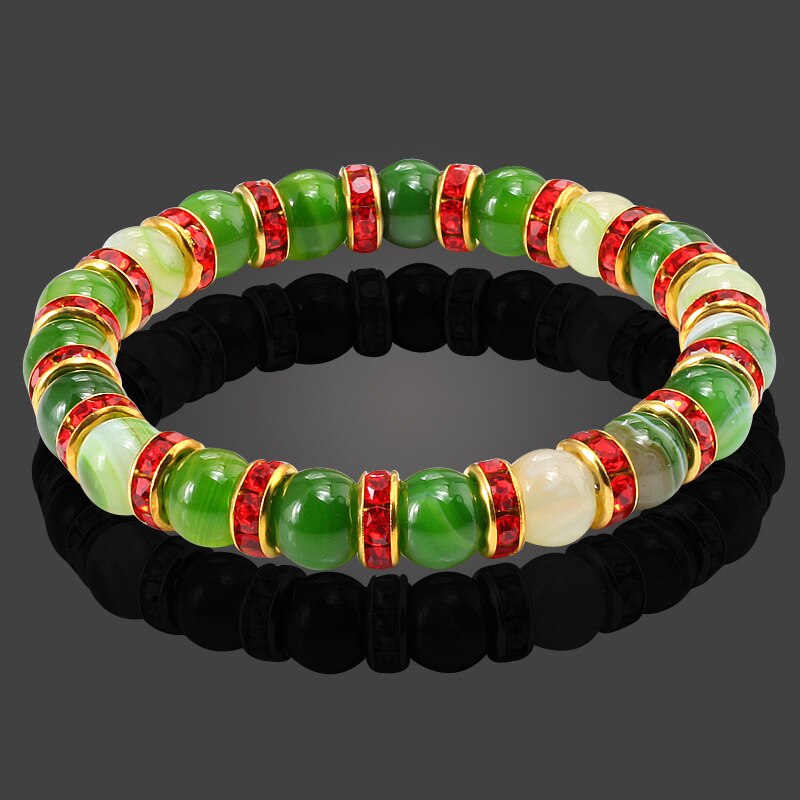 Round Beads Bracelets Bangles Women Crystal