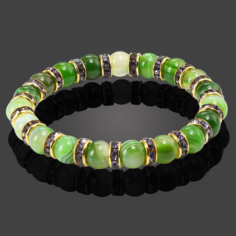 Round Beads Bracelets Bangles Women Crystal
