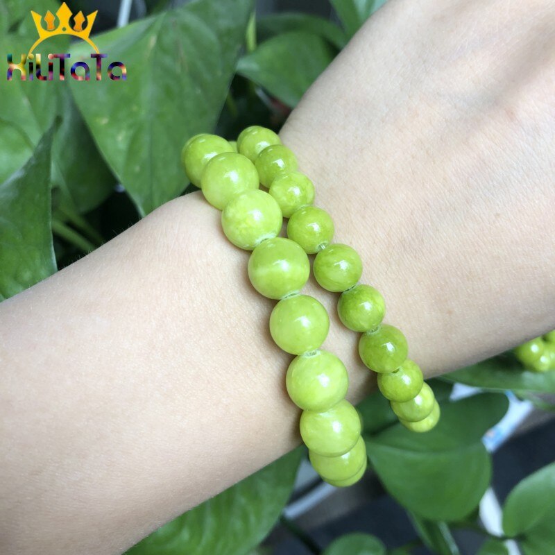 Natural Stone Beads Lemon Green Jades Round Loose