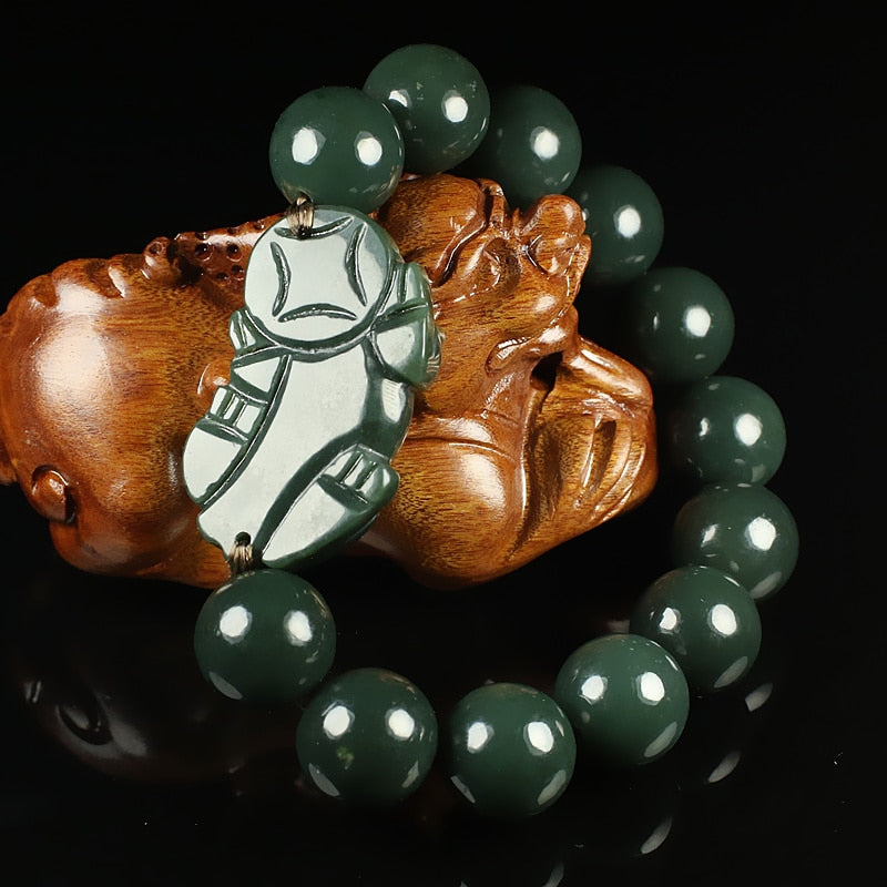 Natural Green Hetian Jade Bracelet Men and Women
