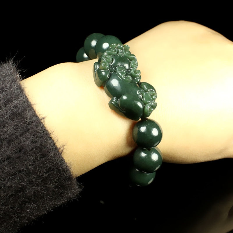 Natural Green Hetian Jade Bracelet Men and Women