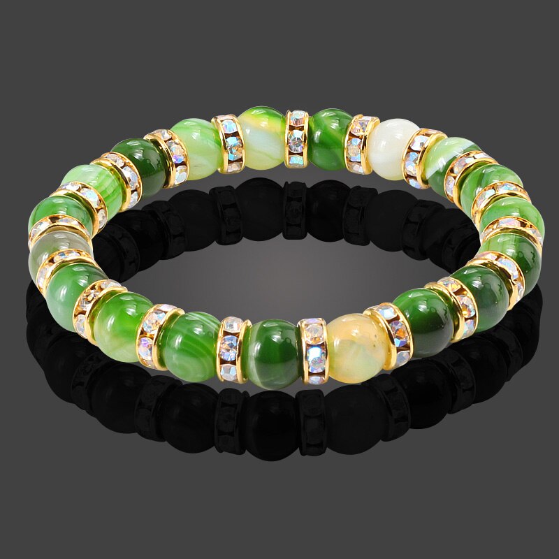 Round Beads Bracelets Bangles Women Crystal
