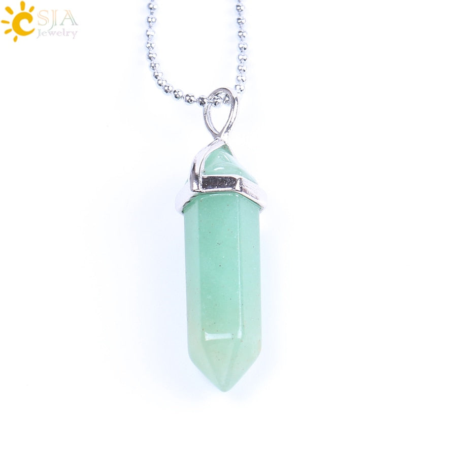Raw Pink Purple Gem Crystals Necklace Hexagonal