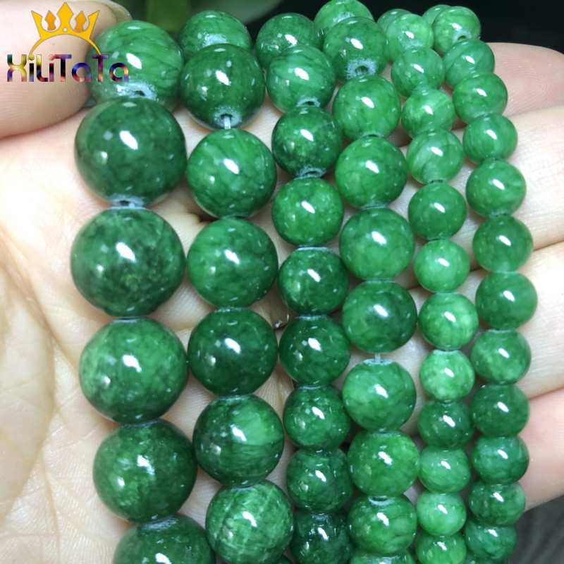 Natural Green Jades Beads Round