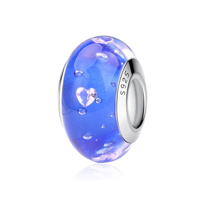 Sterling Silver Glass Bead Wood Stone Murano Flower