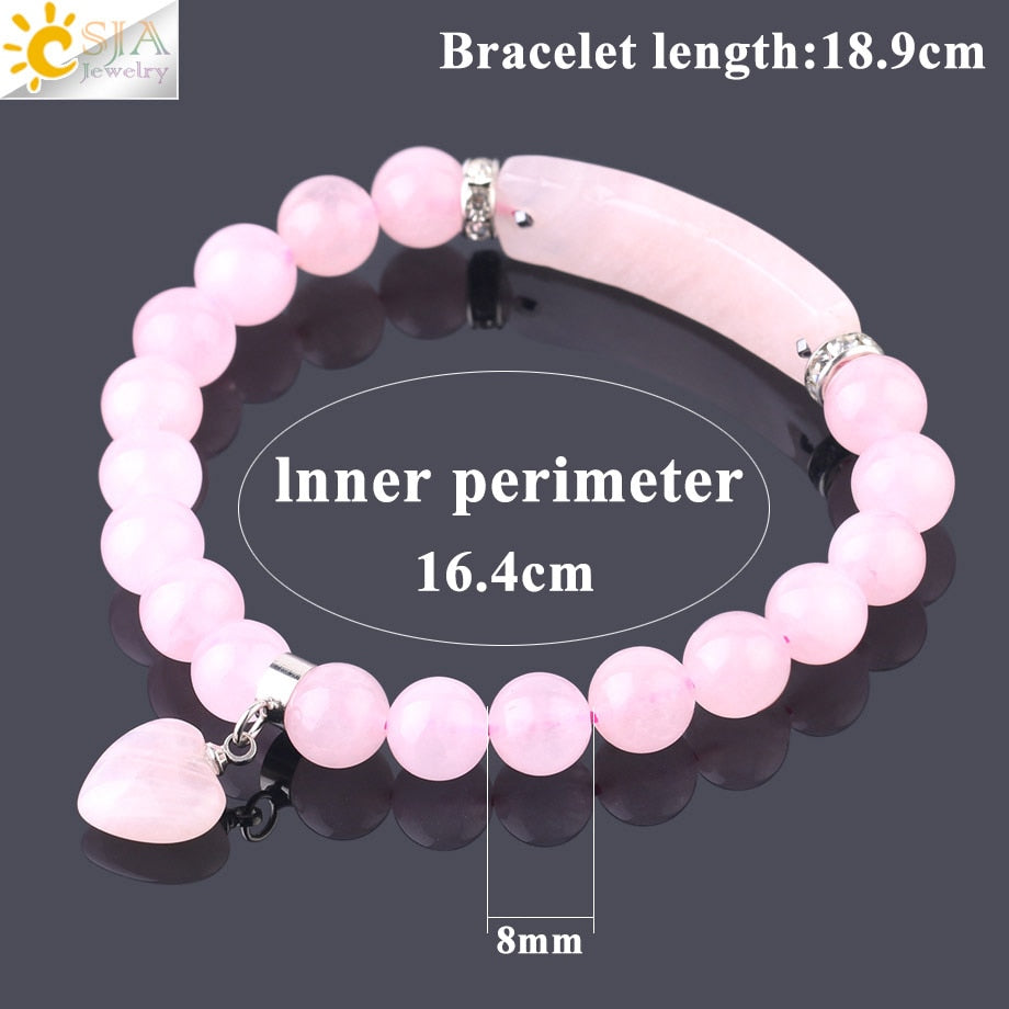 Natural Stone Pink Crystal Bracelet for Women