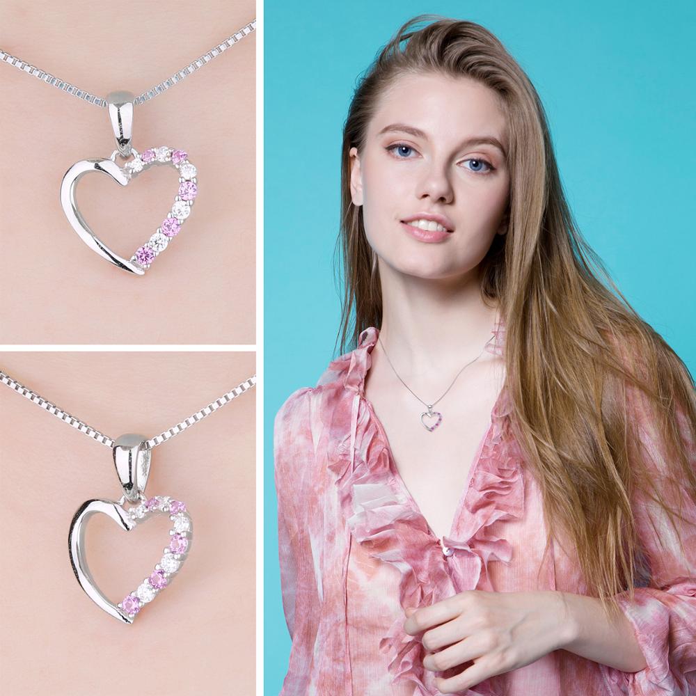 Heart Love You Created Pink Sapphire Necklace