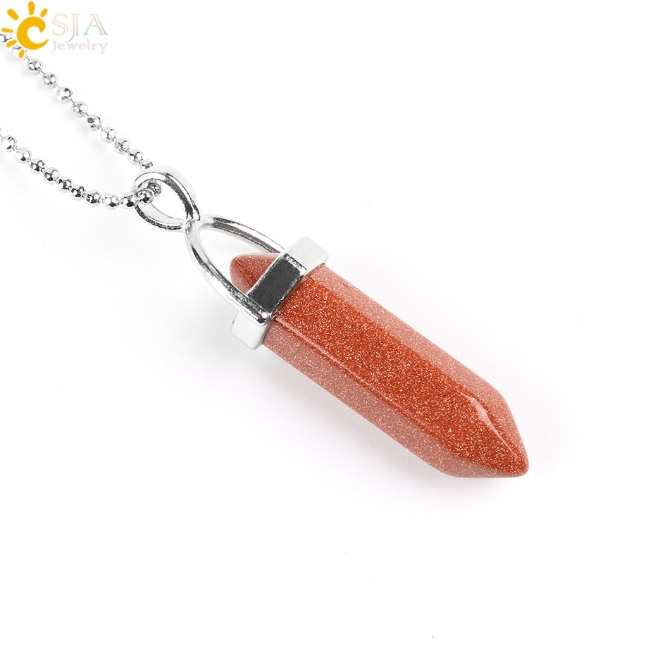 Raw Pink Purple Gem Crystals Necklace Hexagonal